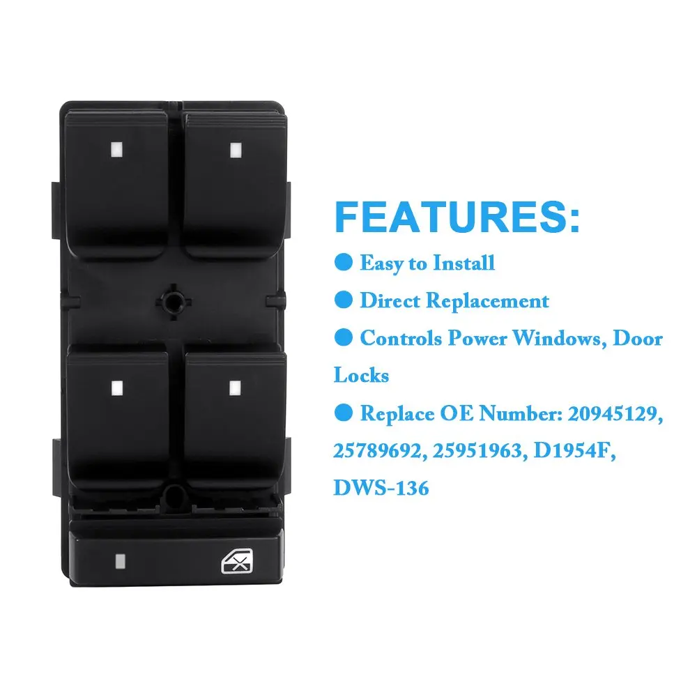 20945129 мощный главный стеклоподъемник кнопка управления регулятором для Chevy Silverado
