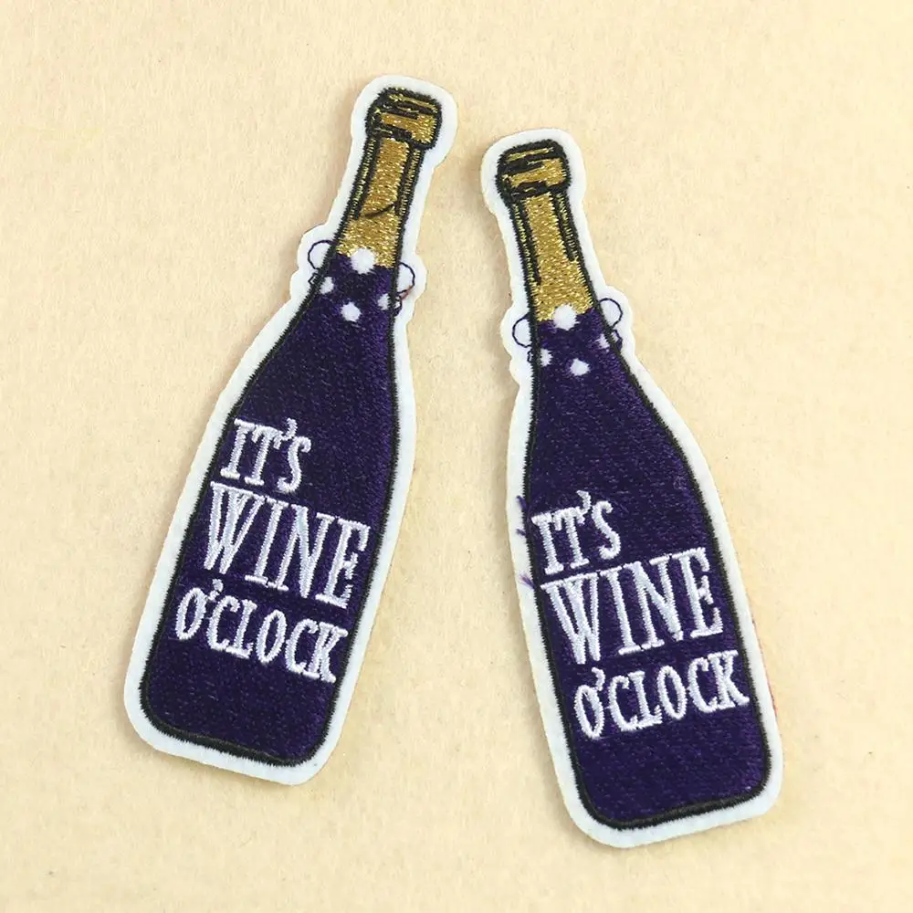 

2/5pcs embroidered wine whisky bar bottle applique patch patches for DIY crafts handmade project fabric hat clothes