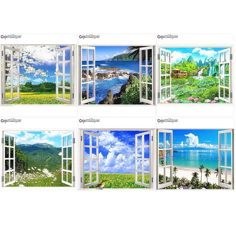 

Diamond Painting 5D Full Square/Round Drill 5D Window Seaside Scenery Daimond Embroidery Painting Cross Stitch Picture Art Z827