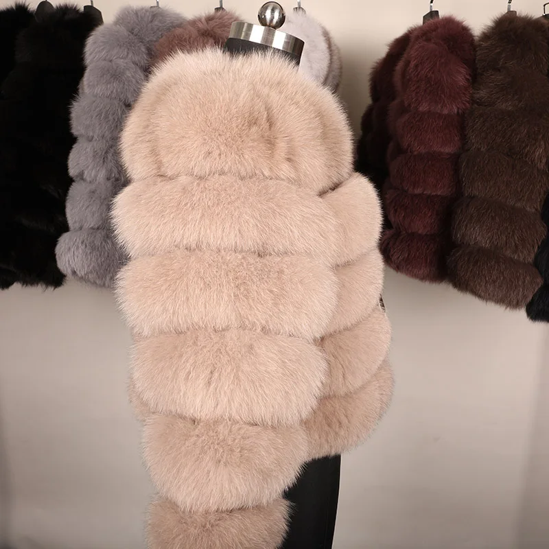 2022 Women Winter Natural Real Fox Fur Coat Nature Fur Jacket  Fashion slim Outwear Real Fox Fur Vest Coat
