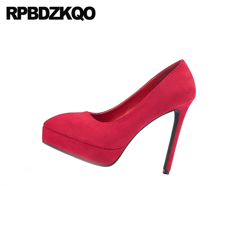 Туфли женские замшевые на платформе заостренный носок без застежки