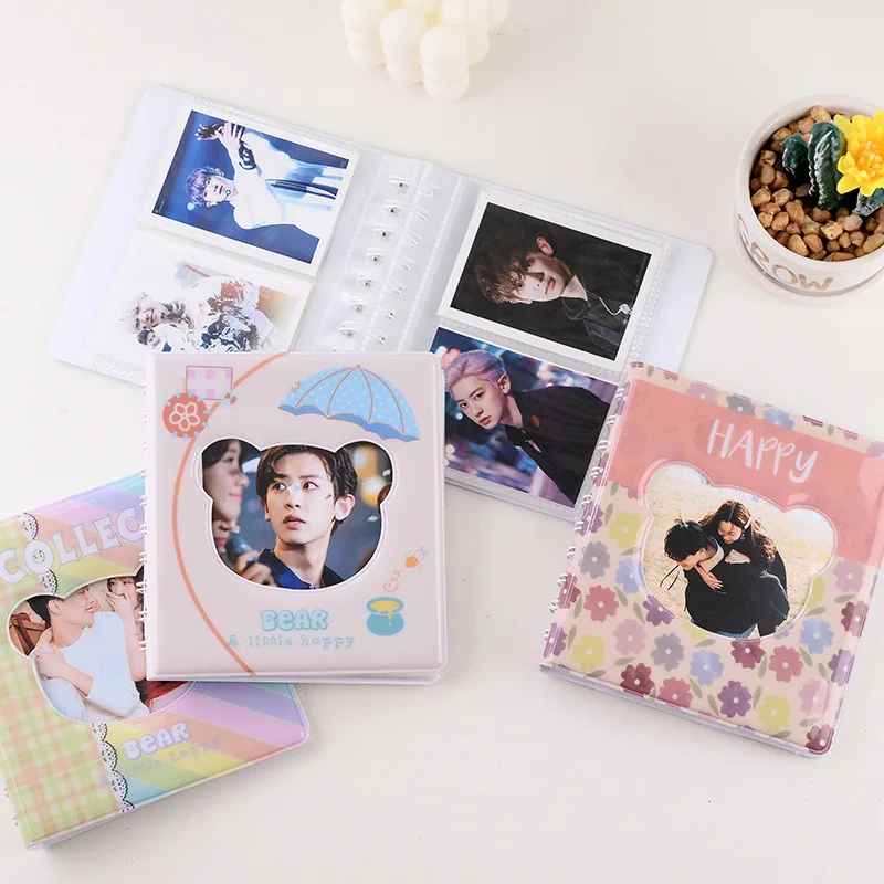 

68 Capacity Cute Bear Photo Album for 3-inch Lomo Card Photocard Mini Photo Album for Ateez Stray Kids Bangtan Boys Kpop Cards