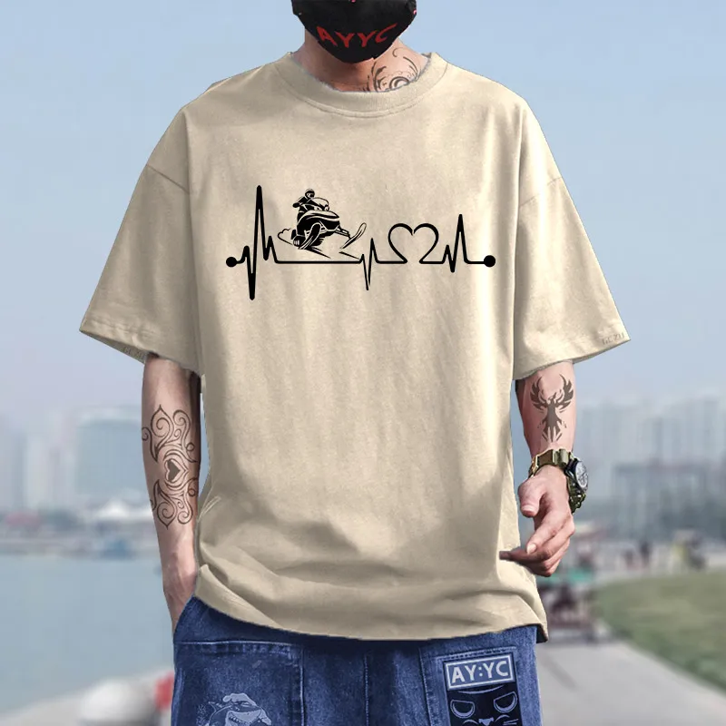 

Футболка мужская с коротким рукавом, креативная брендовая тенниска с изображением снегохода, мотоцикла, велосипеда, автомобиля, живого пул...