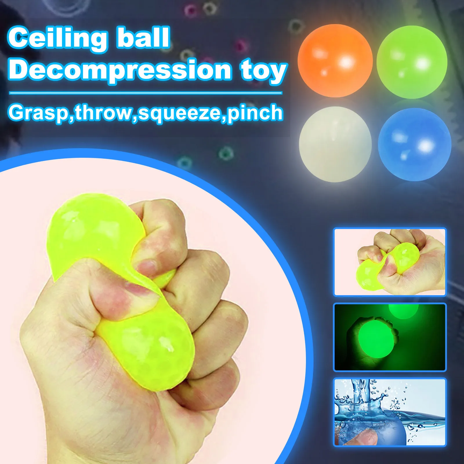 

45mm Sticky Balls Throw At Ceiling Stick Wall Ball Sticky Target Ball Squash Ball Globbles Balls Balle Plafond Kids Toy FE