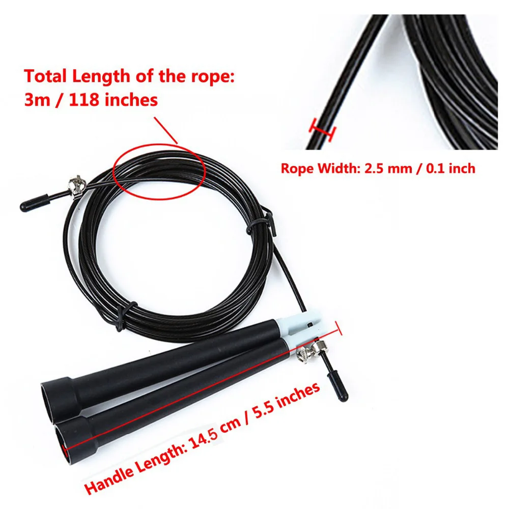 Скакалка с пластиковой ручкой регулируемый трос стальная проволока быстрая