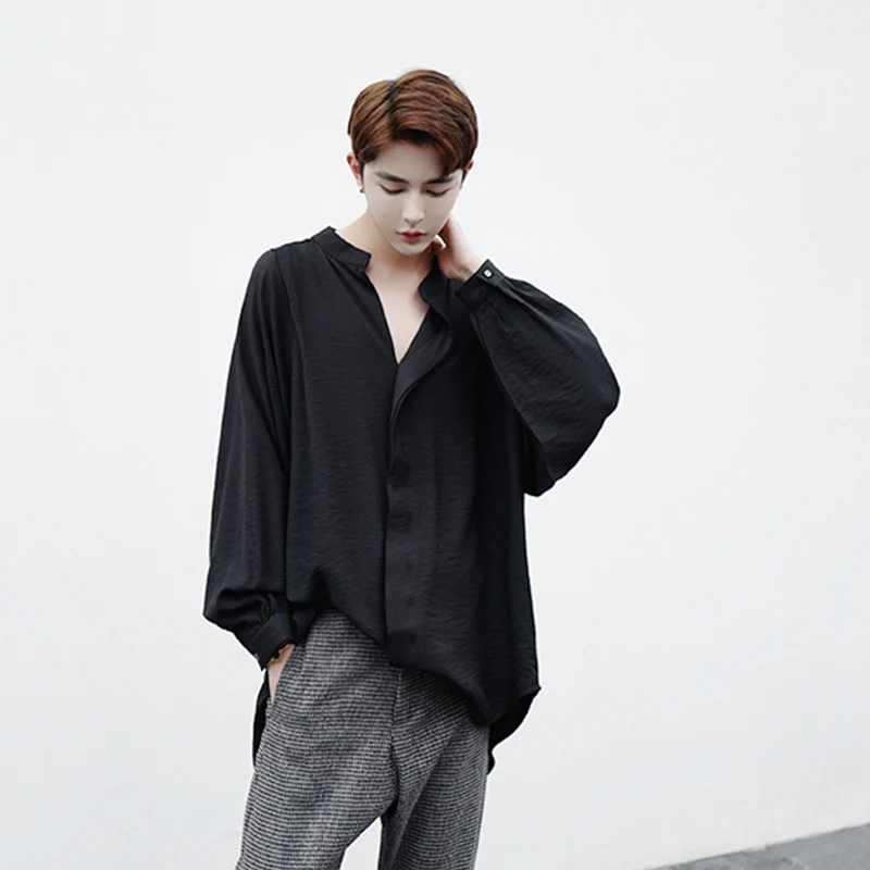 Осенняя свободная Корейская универсальная мужская модная рубашка с длинным