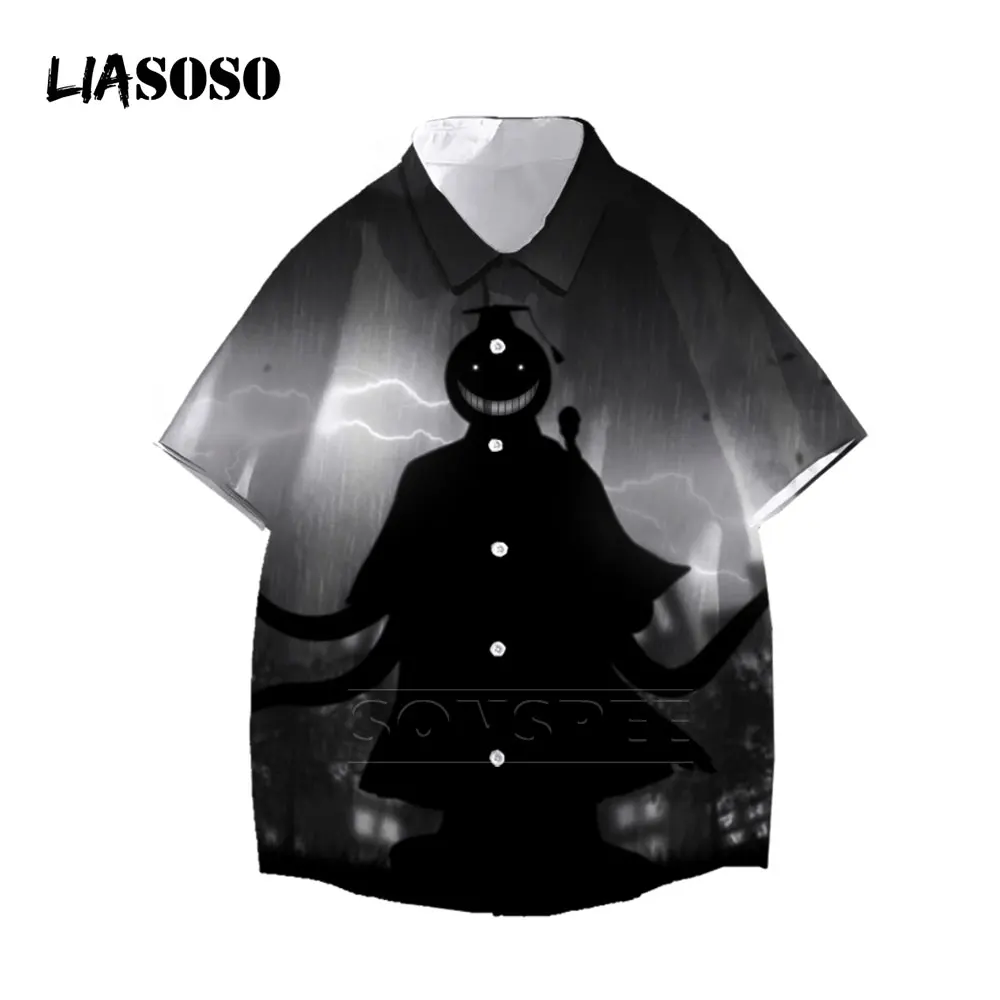 

LIASOSO Assassination Classroom Streetwear Fashion Casual Digital Printing Tees Shirts Hawaiian Shirt