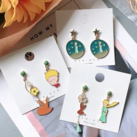 linmouge new korean style earrings for women cartoon character asymmetry creativity simple girl paety bithday jewelry gift ef134