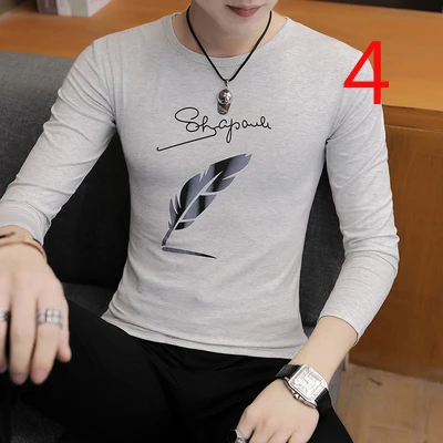 

2019 autumn new long-sleeved t-shirt male Korean version of the trend loose bottoming shirt