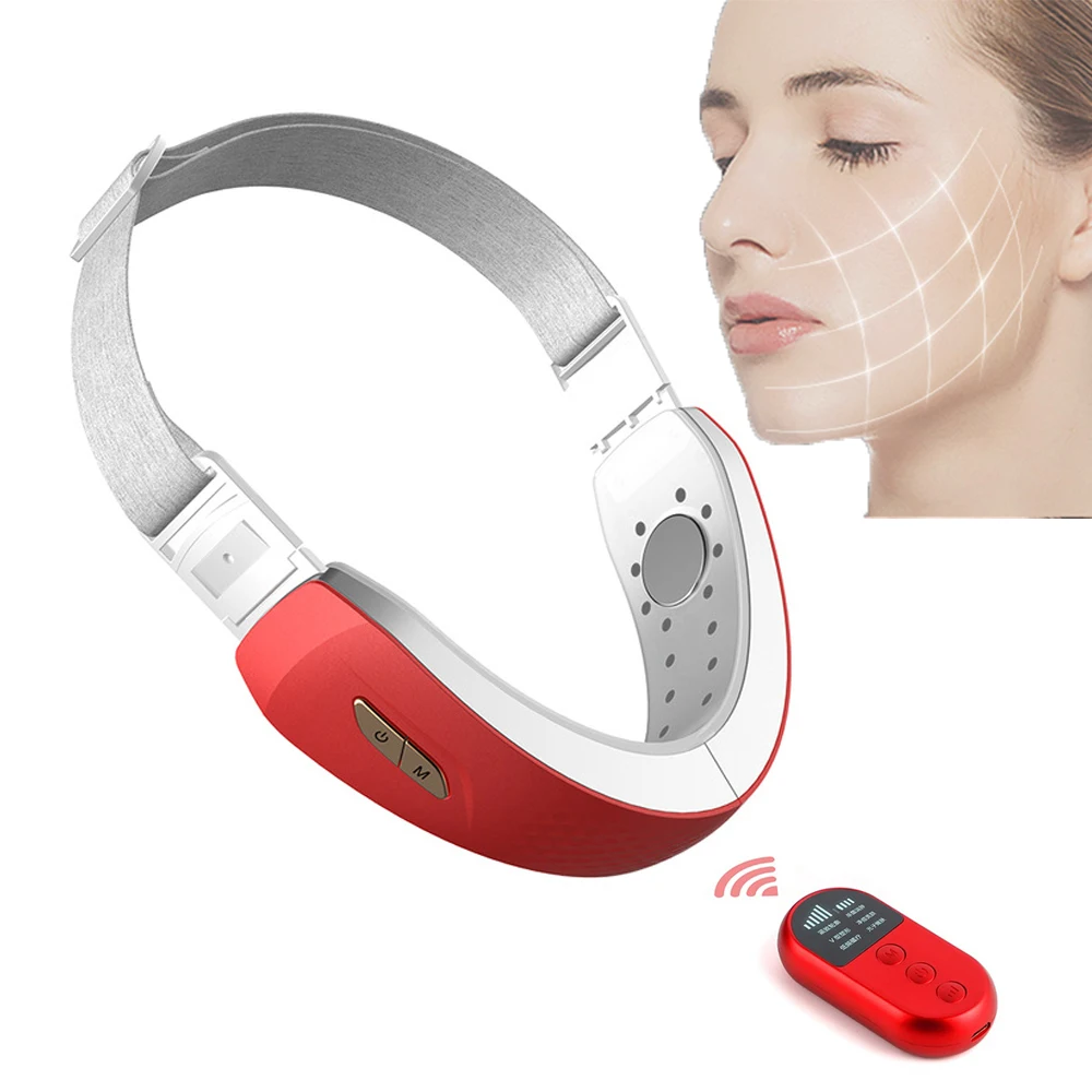 

Face V-Line Up Lift Belt Machine Red Blue LED Photon Therapy Slimming Vibration Massager Reduce Double Chin Face Lift Devices