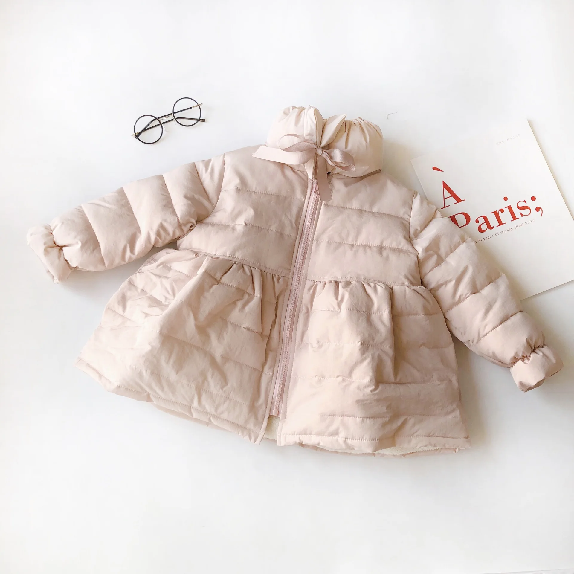 Зимнее пальто для девочек Новое поступление хлопковое однотонное утепленное и