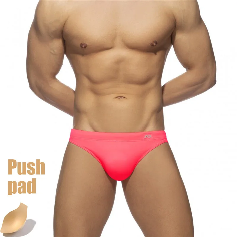 Мужской купальный костюм с чашками пуш ап трусы брифы заниженной талией пляжная