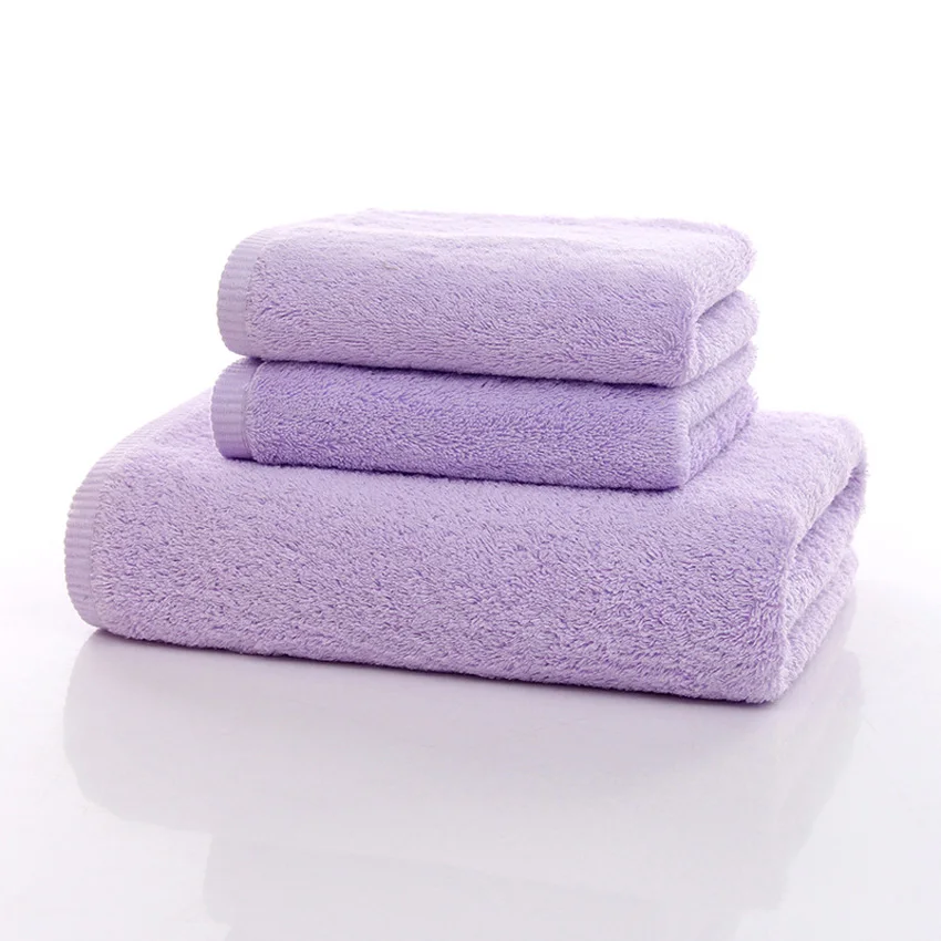 

Towels Set Solid Color Soft Cotton Bath Thick Shower Bathroom Home Spa Face Towel for Adults Toalla Serviette 3pcs/set Handtuch