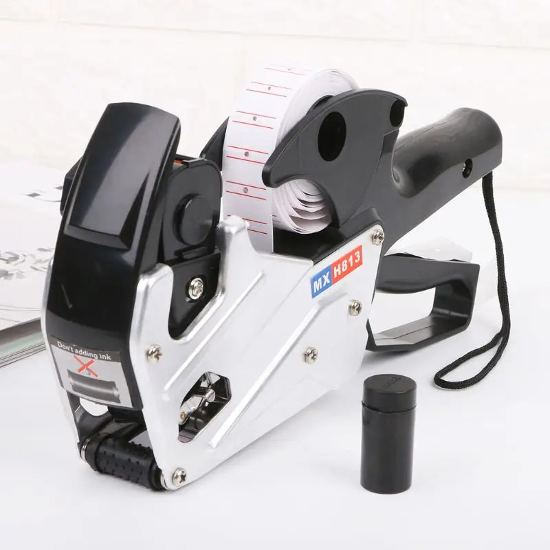 

2021 New MX-H813 A-line 8 Digits Price Tag Labeler Labeller Label Paper For Retail Store Pricing Tag Display Tool + Ink Roller