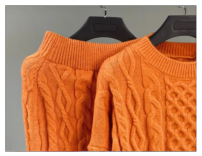 

Cute Lovely Women Warm 2pcs Knitting Suits orange Color loose Cardigans Sweater + pants A462