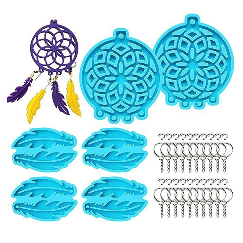 

1 Set DIY Dream Catcher Feather Epoxy Resin Mold Jewelry Keychain Silicone Mould