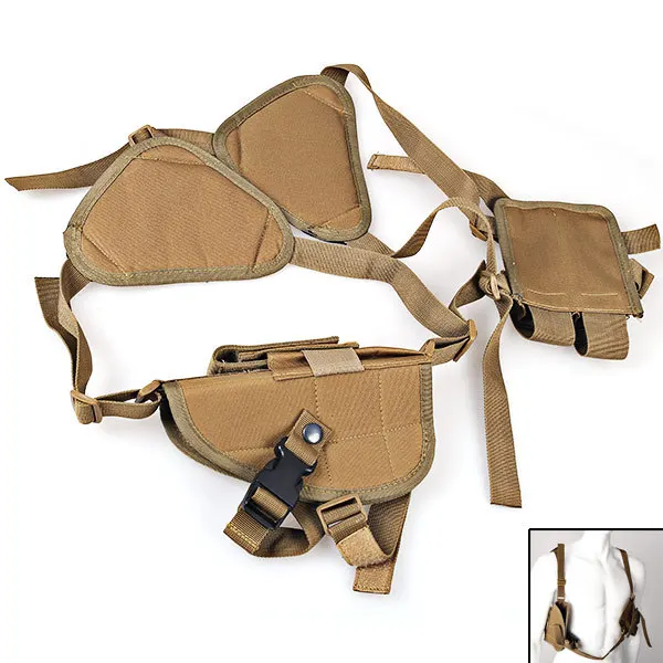 Tan Single Holster Военная универсальная нейлоновая Наплечная кобура с пистолетом для левой/правой руки, Чехол для оружия, тактический пистолет Glock, скрытая кобура, 6 цветов - Цвет: Tan Single Holster