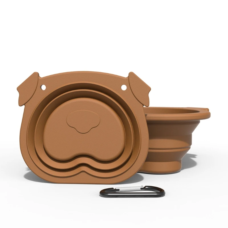 

Food Grade Silicone Collapsible Feeding Watering Dish for Traveling with Carabiner Clip for Walking High Quality Durable