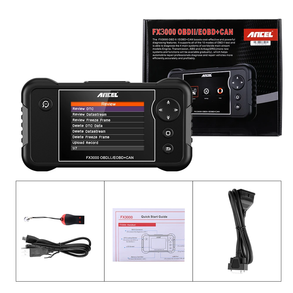 

ANCEL FX3000 Professional OBD2 Scanner Diagnostic Code Reader SRS Engine System Oil ABS SAS BMS Reset Functions Spanish Russian