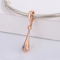 925 sterling silver cz transparent zircon rose gold droplet pendant charm bracelet diy jewelry making for original pandora