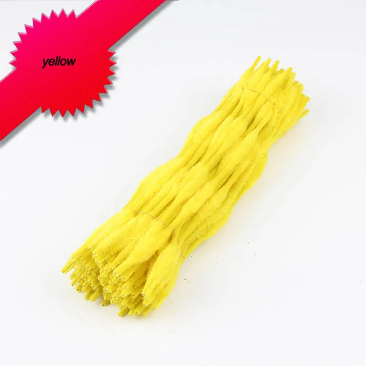 yellow 100 шт Красочные гофрированные шенилле Стебли трубы скрученный стержень ручной материал, аксессуары для поделок Детские интеллектуальные игрушки Дети - Цвет: yellow