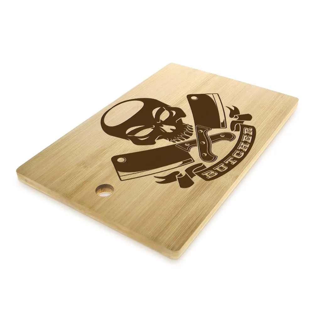 Череп с скрещенными мясными кливерами на заказ Выгравированная разделочная