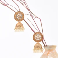 vintage pendant indian earrings imitation pearls tassel earring ethnic boho gypsy jhumka dangle earrings for women carved party