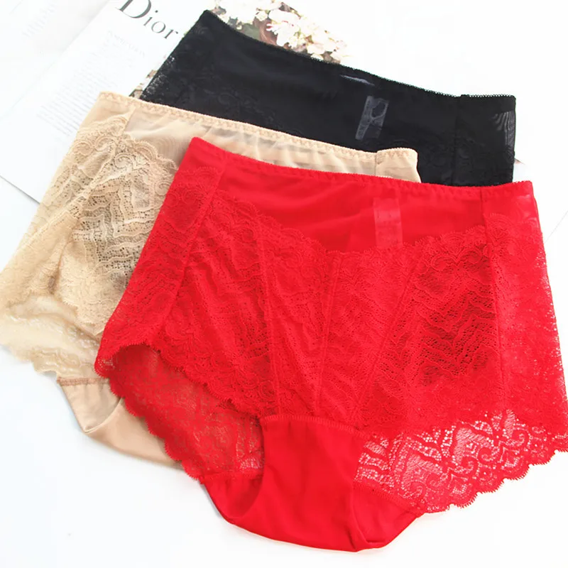 Кружевные трусики с завышенной талией женские Соблазнительные хлопковые