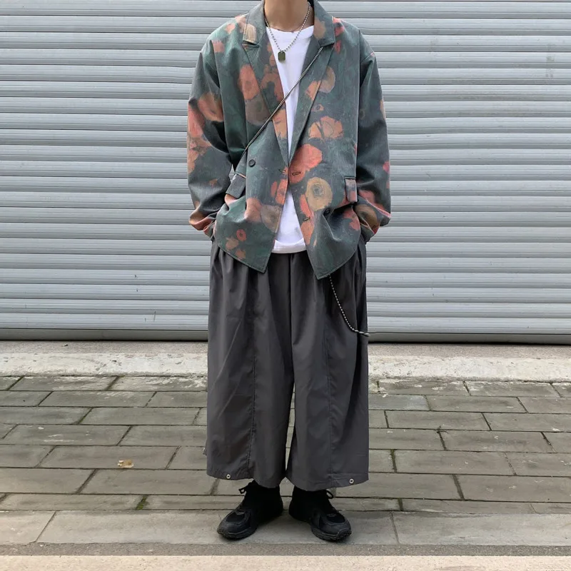 

Autumn Korean Flower Blazer Men's Fashion Business Casual Dress Jacket Men Streetwear Wild Loose Suit Jackets Mens M-2XL