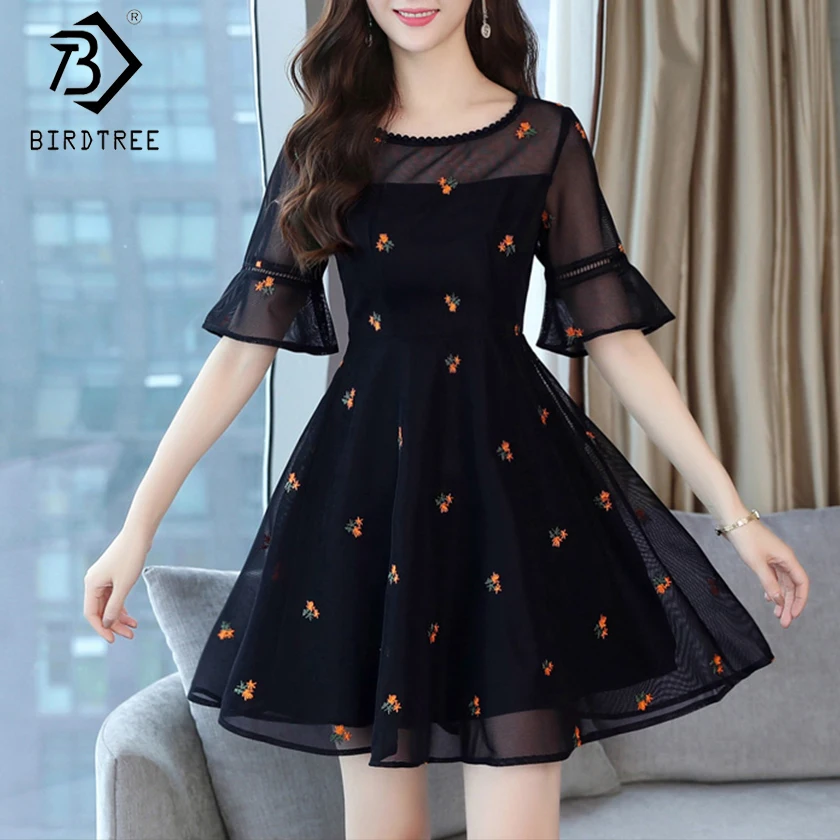 2020 летние новые женские офисные платья размера плюс с расклешенными рукавами