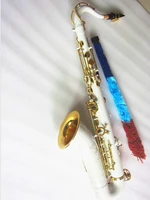 brass bb tenor saxophone white gold key sax carved pattern pearl white shell buttons wind instrument with case gloves