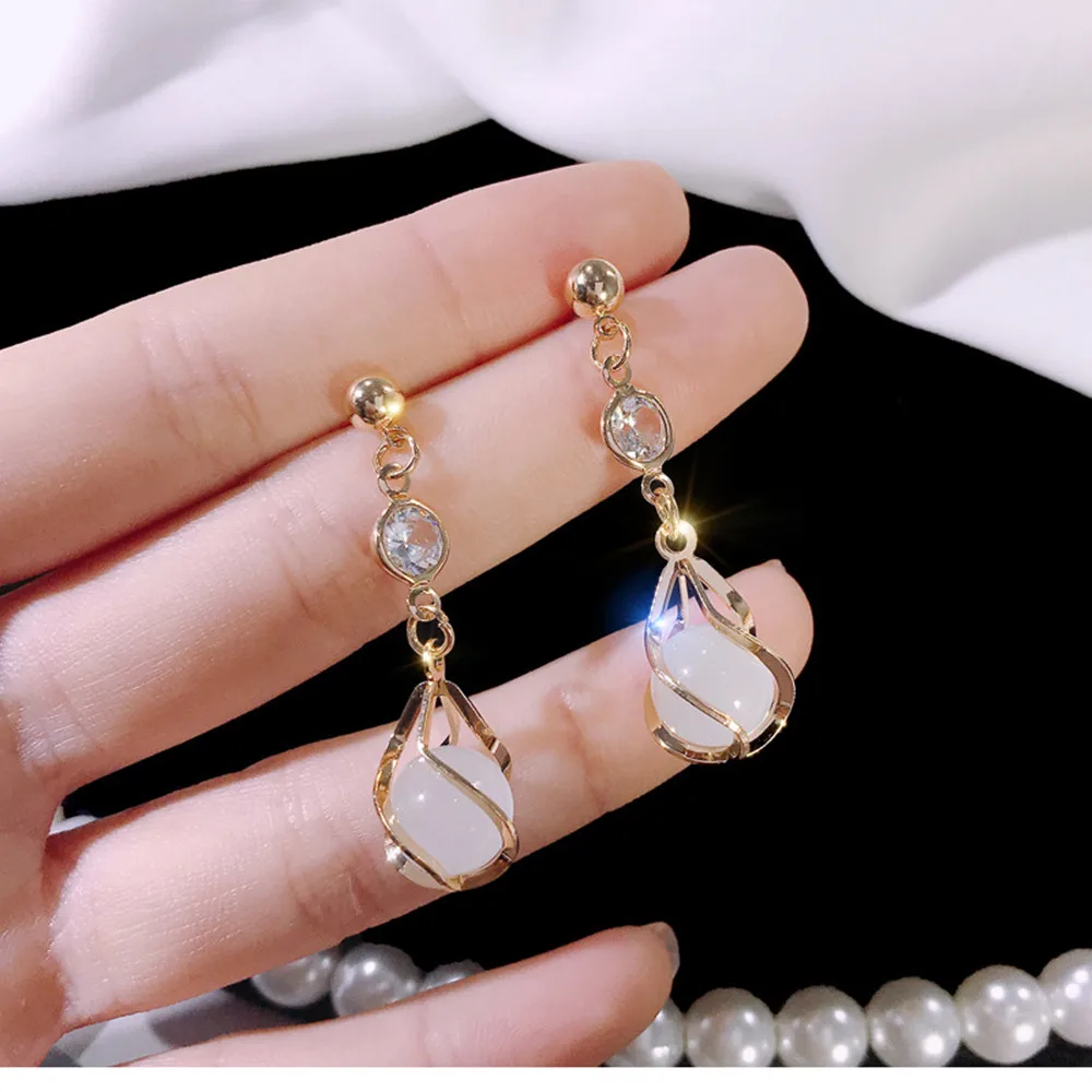 

2021 New Fashion Of Opal Long Tassel Earrings Temperament Women Jewelry Gifts