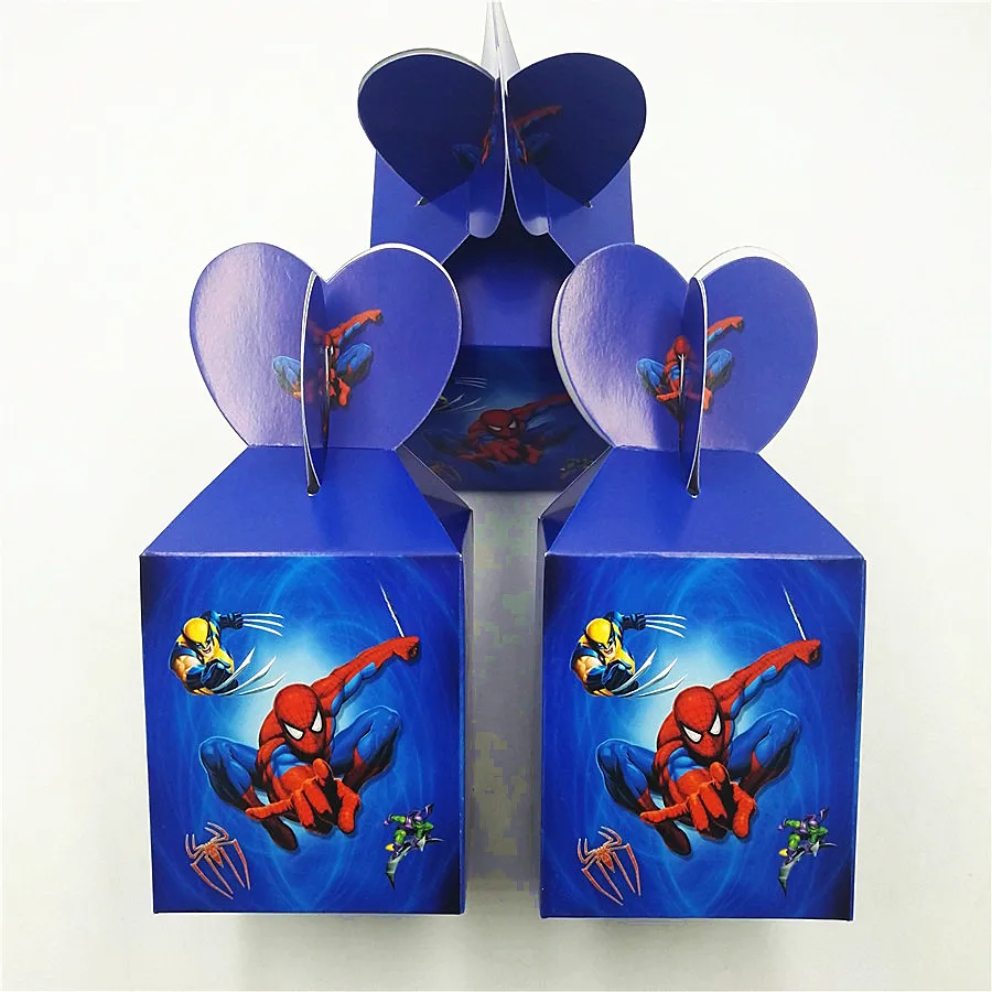1 Spiderman День рождения украшения Бумага коробка для конфет с мультипликационным