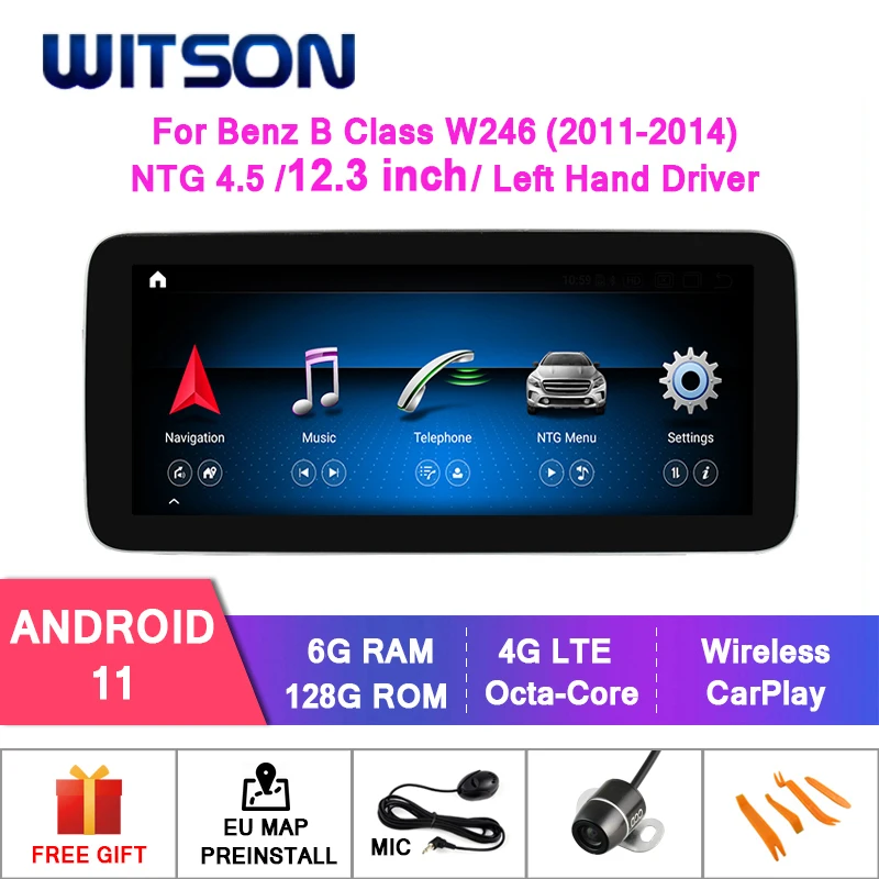 

WITSON Android 11 12.3'' CAR Big Screen gps For MERCEDES-BENZ B Class W246 B180 B200 B220 B250 B260 6+128GB NTG4.5 Navigation