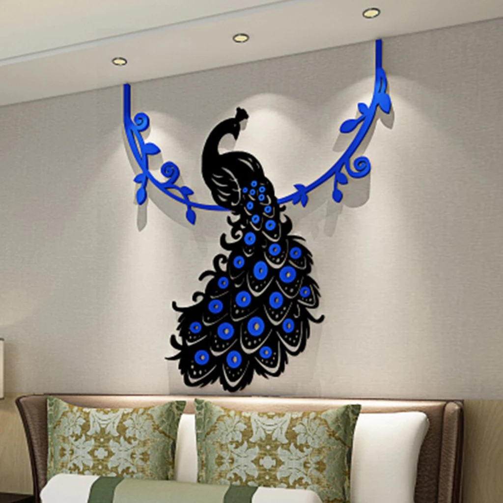 Настенная Наклейка в китайском стиле 3D Павлин s настенное покрытие для гостиной