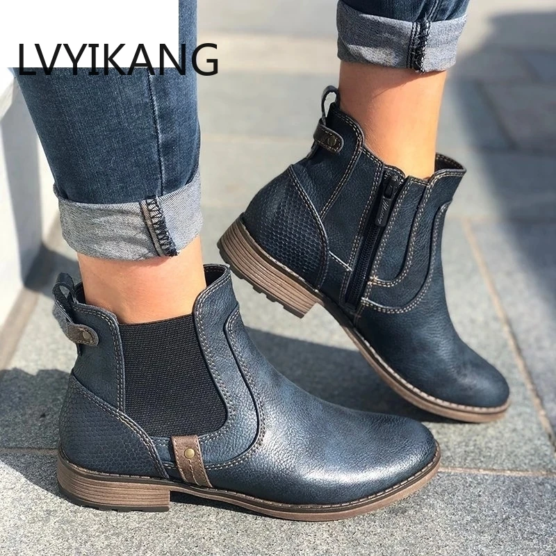 Новинка 2019 женские ботинки осенне-зимние классические Ботильоны на молнии для