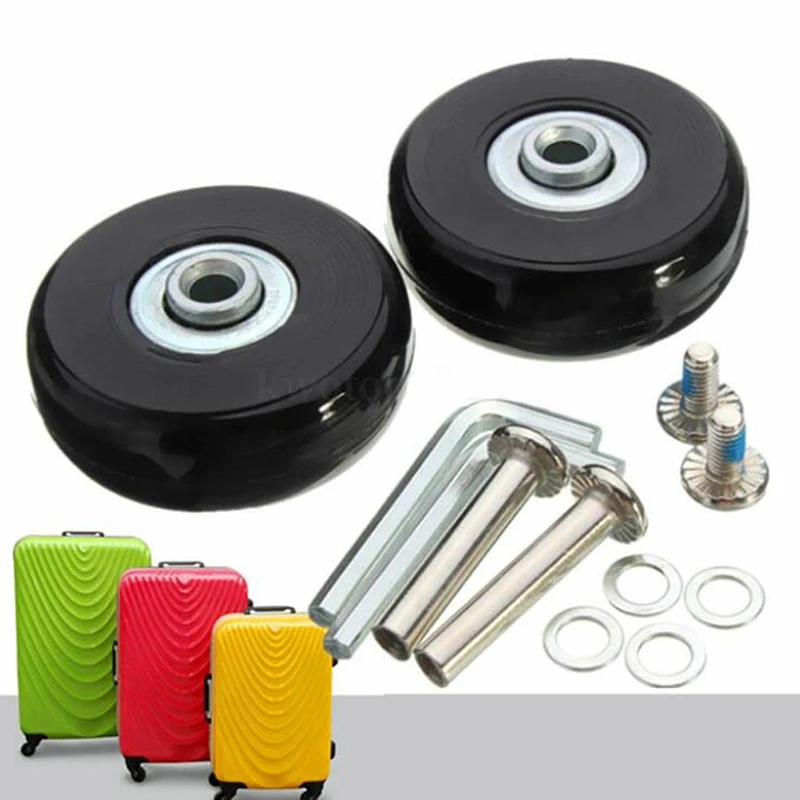 

1Set Luggage Suitcase Replacement Wheels Suitcase Repair OD 40-54mm Axles Deluxe Black with Screw