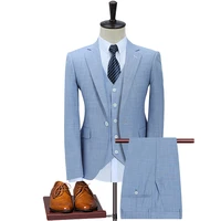 jacketsvestpants 2021 3 pieces set formal slim tuxedo prom suitmale pure cotton groom wedding blazers high quality dress