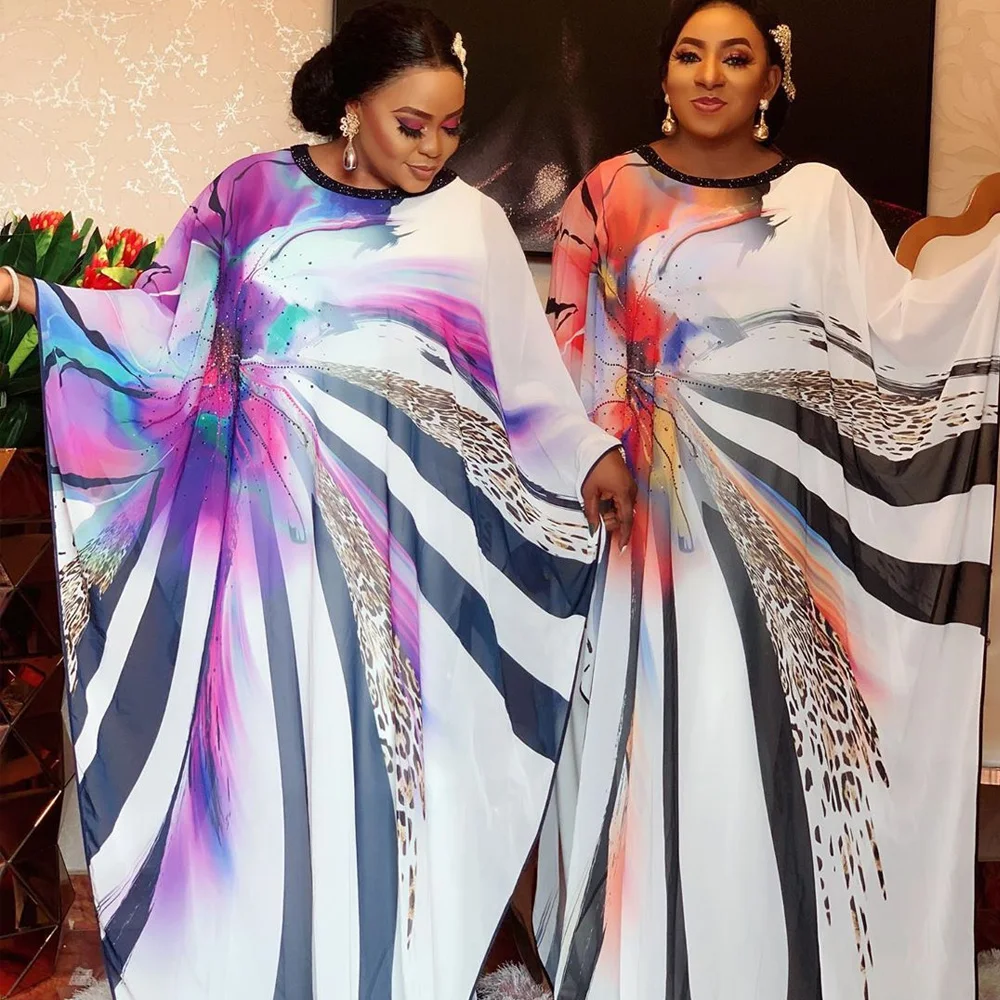 Свободное женское платье макси с Африканским принтом Модное шифоновое из Анкары