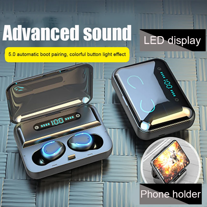 LED наушники вкладыши TWS с сенсорный экран Bluetooth беспроводные шумоподавлением