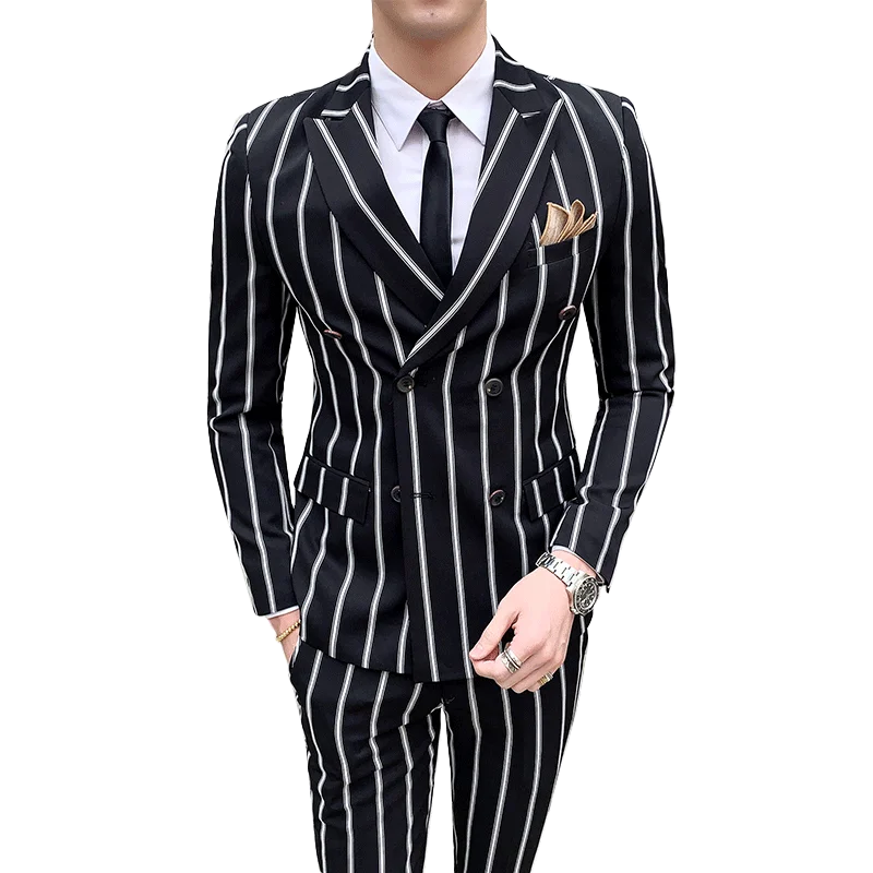 Новейший дизайн мужские костюмы Белый Черный ремень для костюма 2 шт (куртка +