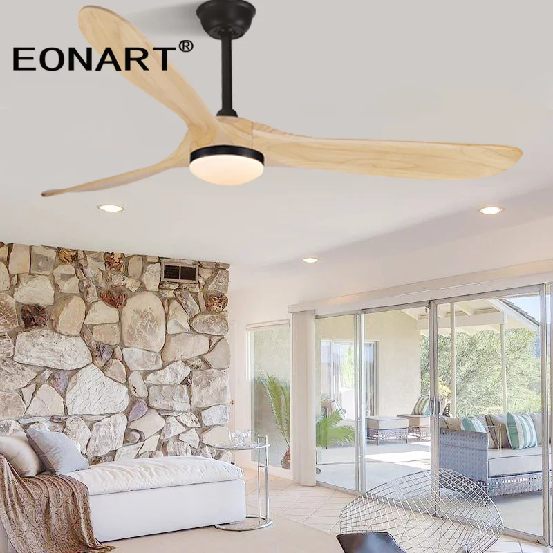 

52Inch Modern Wooden DC Motor Ceiling Fan With Remote Control Without Light Solid Wood Ceiling Fans For Home Ventilador De Techo