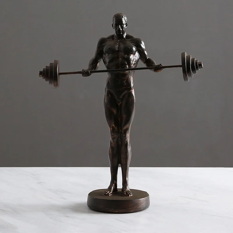 

Nordic Vintage Weight Lifting Athlete Artware Character Sculpture Home Decoration Accessories Modern Art Resin Statue Room Craft
