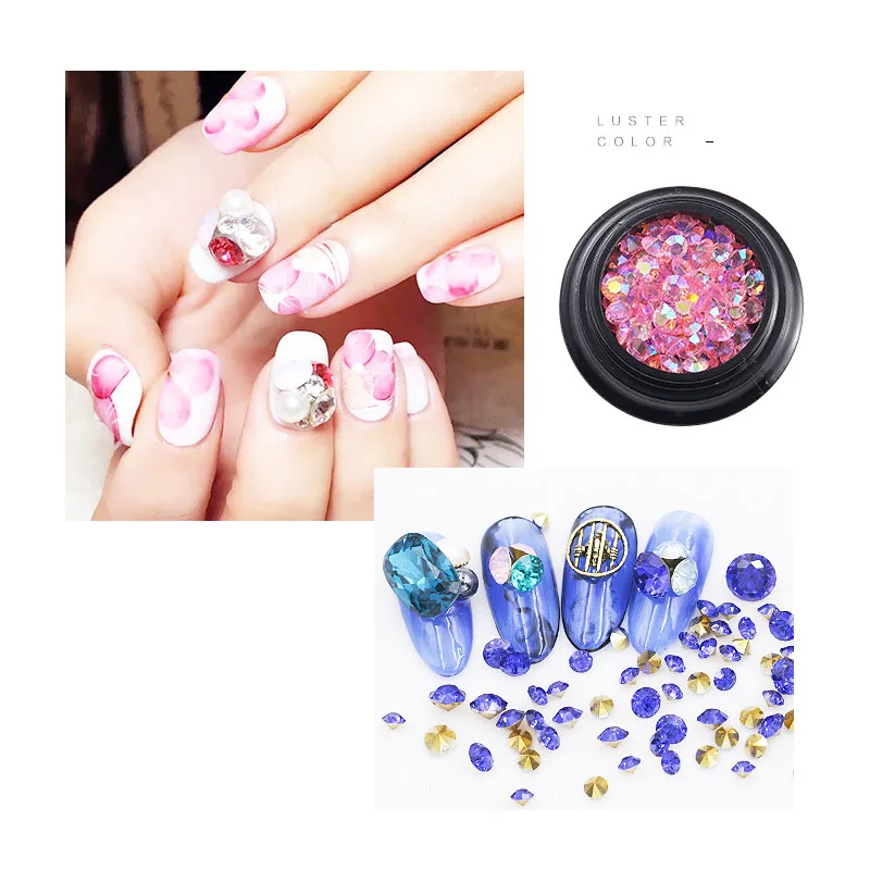 Czech Crystal Point Back Strass Shiny Glass Diamond 3D Nail Art Decor Charm Set Pointed Foiled Faceted | Красота и здоровье
