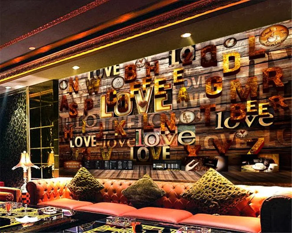 3d обои для гостиной кафе бара искусство шрифт тиснение инструменты фон украшения