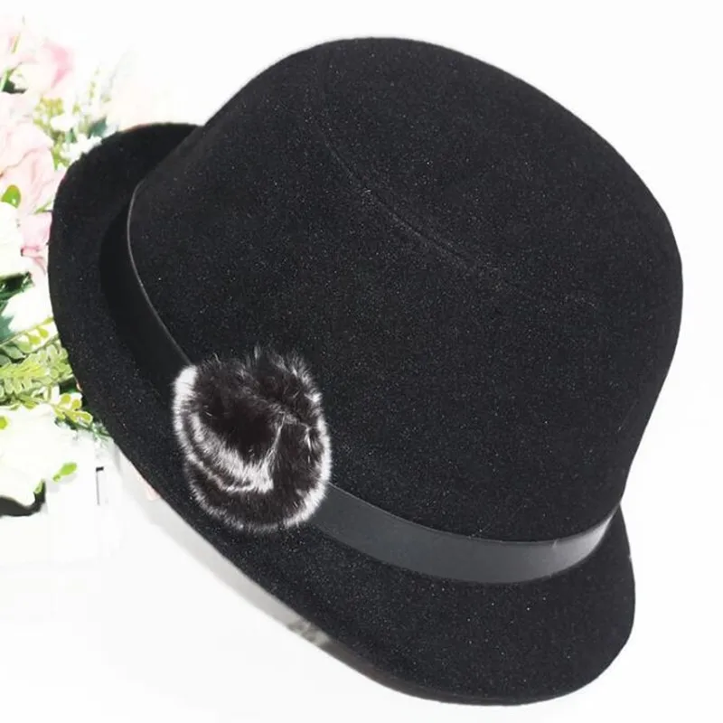 Новая женская шапка FUZAIBAZI модная осенне зимняя с украшением в виде Помпона Панама
