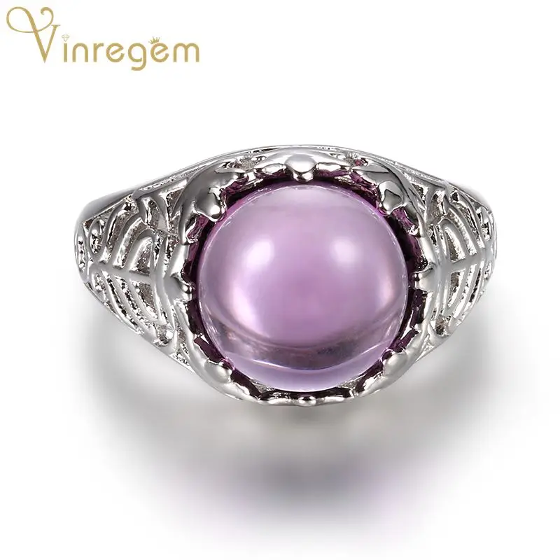 Винтажное кольцо с аметистом Vinregem обручальное из стерлингового серебра 925 пробы