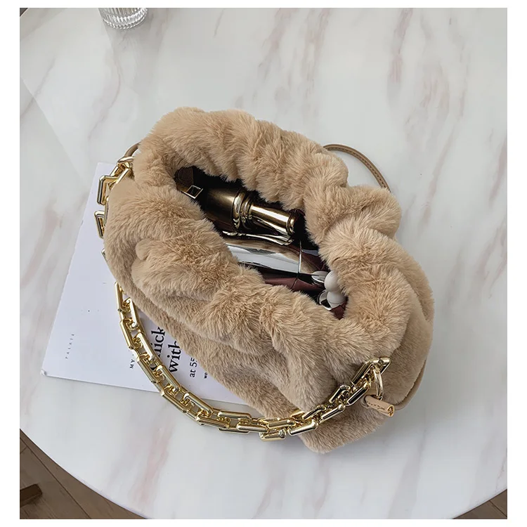 

Faux Fur Clutch Bags for Women 2020 Winter Soft Small Chain Crossbody Shoulder Bag Branded Party Trend Handbags and Purses