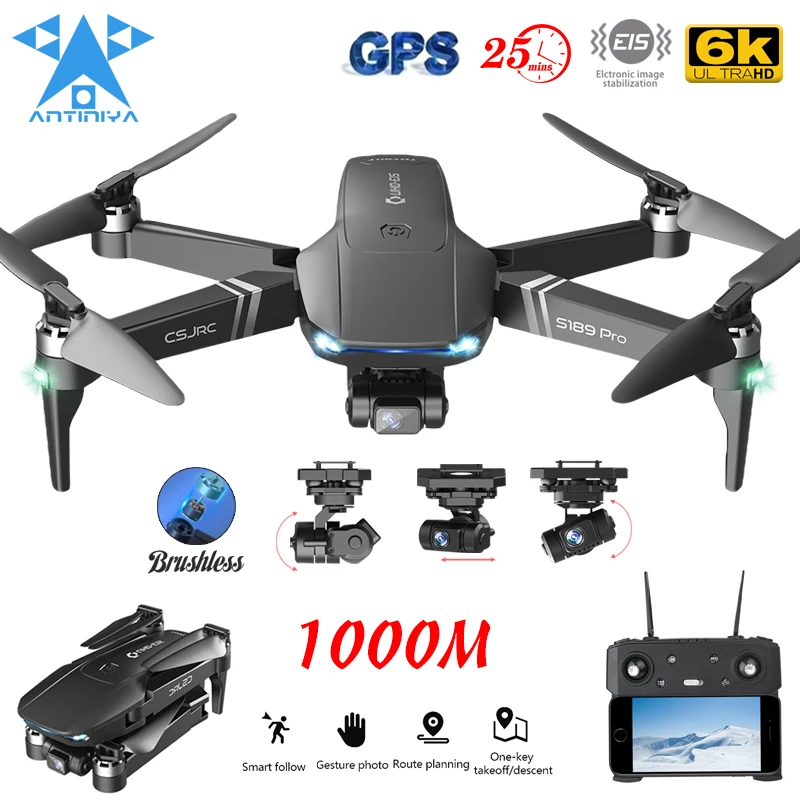 

ANTINIYA GPS Drone 6K Dual HD Camera 3-Axis Gimbal Profesional Dron With Brushless Motor RC Quadcopter FPV Helicopter VS KAI ONE