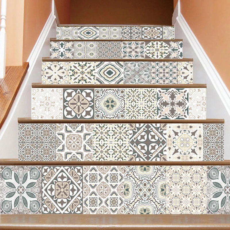 6 шт./компл. цветочный 3D лестницы Стикеры съемный Водонепроницаемый чердак шаг